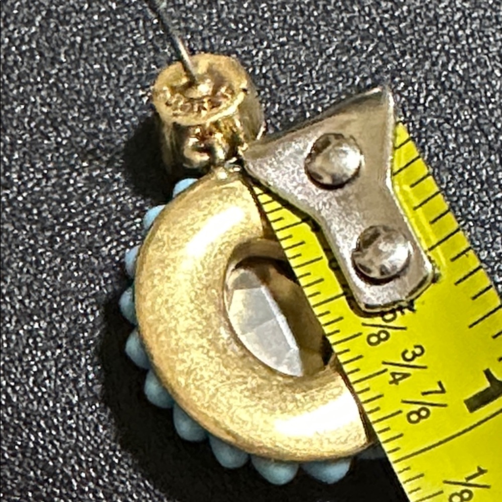 J Crew Blue Floral Rhinestone Drop Earrings - Picture 11 of 13